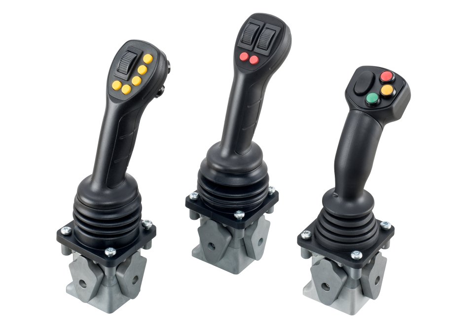 Joystick JC8000 med ulike håndtaksmuligheter